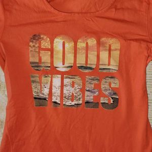Coral Graphic Print Top