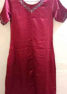 ✨💃 Elegant Maroon Silk Kurti Set | XXL Size | Fes