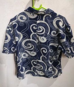 Blue Balloon Sleeves Top