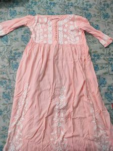 Peach Embroidered Kurti