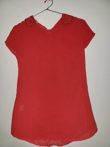 Red Lace Peter Pan Collar Top