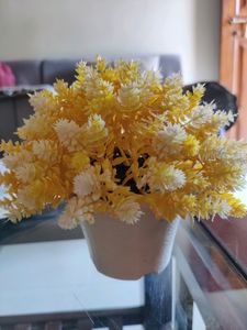 Artificial Flower Pot Yellow And White Colour
