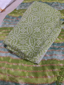 Green Dress Material Slub Cotton