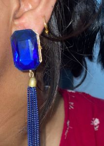 Statement Blue Tassel Earrings