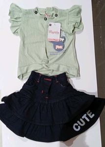 Cute Kids Outfit: Top &amp; Denim Skirt