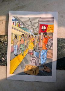 Railway Station Artwork/ Painting on sheet