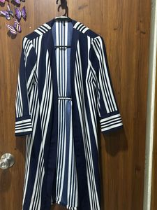 Striped Navy &amp; White Longline Shrug