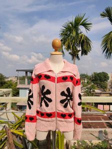 Floral Heart Knit Cardigan