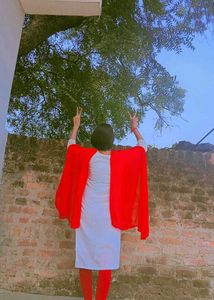 Red Dupatta with White Suit