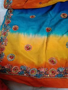 Heavy Work Partywear Multicolour Silk Saree