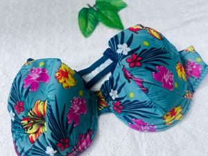 Stylish Blue Patterned Bra