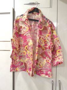 Pink Floral Button-Down Shirt