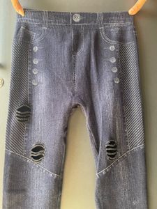 Distressed Denim Print Jeggings