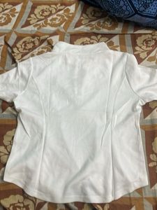 White Zip-Up Polo Top