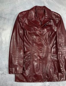 Burgundy Leather Trench Coat