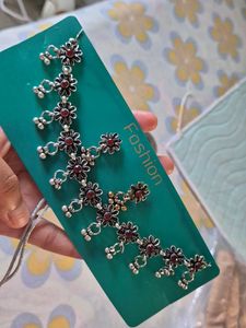 Silver Necklace With Earrings For Women