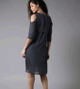 Polka Dot Cold Shoulder Dress