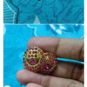 Price Drop- Pink AD Stone Necklace With earring