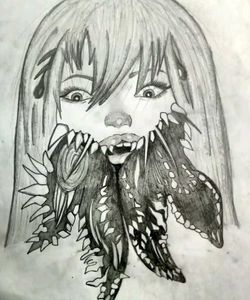 Scary Girl Sketch Drawing For Wall/Room Decoration