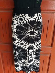 Black Embellished Top &amp; Geometric Skirt Set