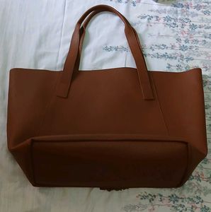 Stylish Brown Tote Bag with Tassel