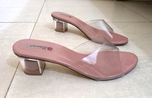 Dusty Pink Transparent Block Heels