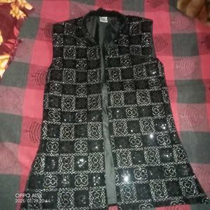 Sequin Embellished Sleeveless Vest