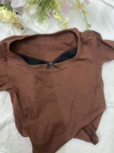 Brown Korean Crop Top