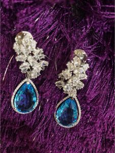 Cubic Zirconia Drop Earrings (big Blue Swarovski)