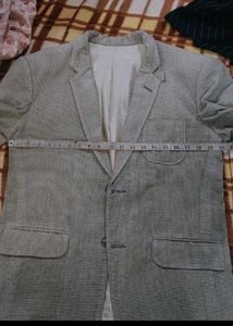 Gray Textured Casual Blazer