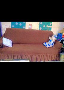 Brown Geometric Sofa Cover