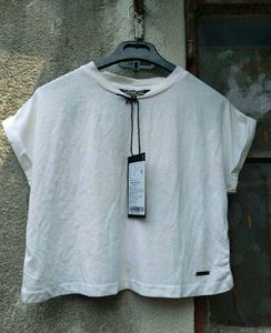 White Crop T-Shirt with Tags