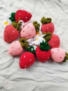 Crochet Strawberry Keychain