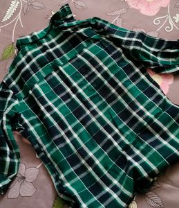 Checked Green Shirt For Women