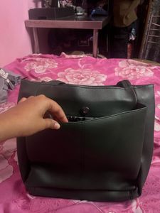 Green Leather Hand Bag