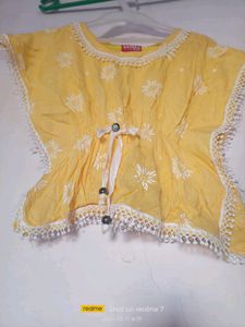 Kaftan And Skirt Set For Girls💛🤍