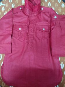 Kids Red  Pathani Kurta Pajama Set