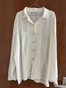 Korean White Crochet Shirt