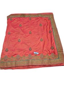 Beautiful Orange Embroidery Saree
