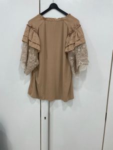 ✨ Luxe Caramel Lace Statement Blouse 🤎