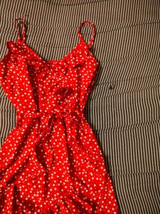Red &amp; White Heart Print Dress