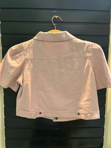 Cute Pink Cropped Denim Jacket