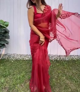 Beautiful red Saree With Blouse
