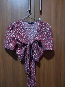 Red Wrap Up Crop Top