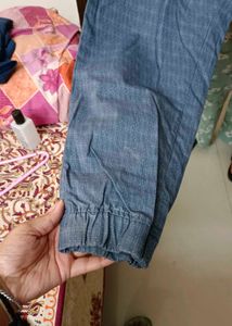 Men Blue Checked Jogger Pants
