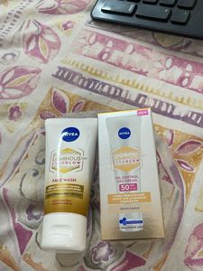 Nivea New Luminous evenglow facewash and day cream