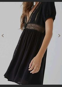 Forever 21 Black Lace Regular Fit A Line Dress