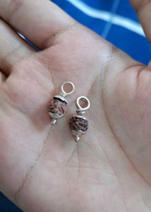 2 Small Real Silver Rudraksha Pendants