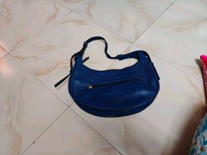Blue Leather Hobo Bag