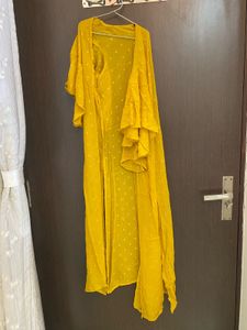 Sequin Embellished Yellow Crop Top And Shrug